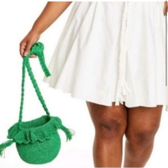 NWT! Rhode x Target collab Woven Raffia Kelly Green Bucket Bag - Picture 2 of 10